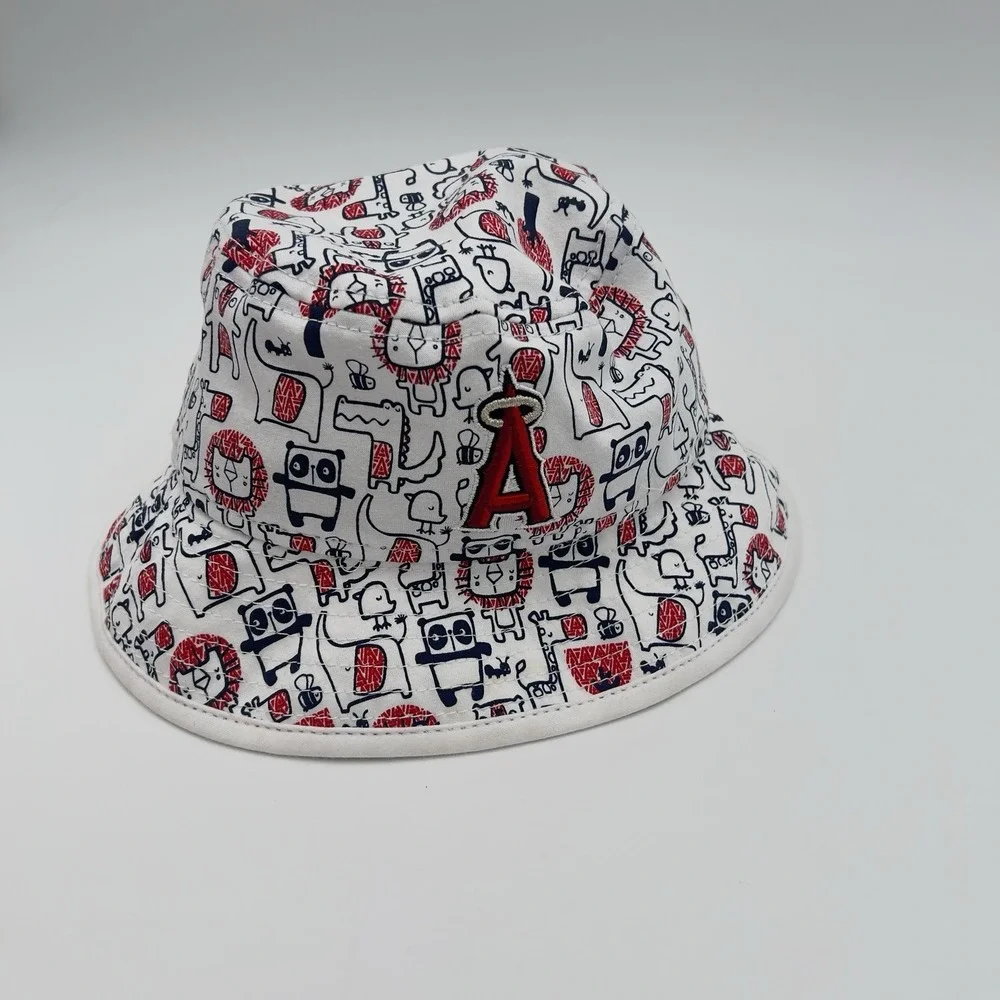 New Era Youth Los‎ Angeles Angels Bucket Hat White AOP Cartoon Print Cotton Cap